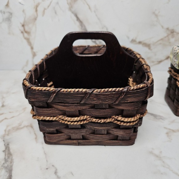 Woven Basket Set, Decorative Organizer Storage Baskets with Fabric Liner Amish - Picture 3 of 12